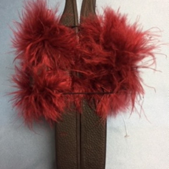 NWT, Faux Red Fur Slides - Hottie (430) - Picture 2 of 3